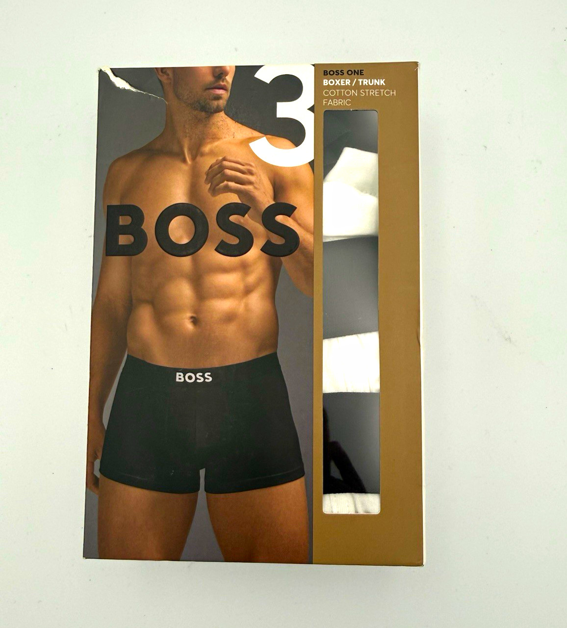 BOSS One Men’s 3-Pack Solid Cotton Stretch Trunk Underwear Size L
