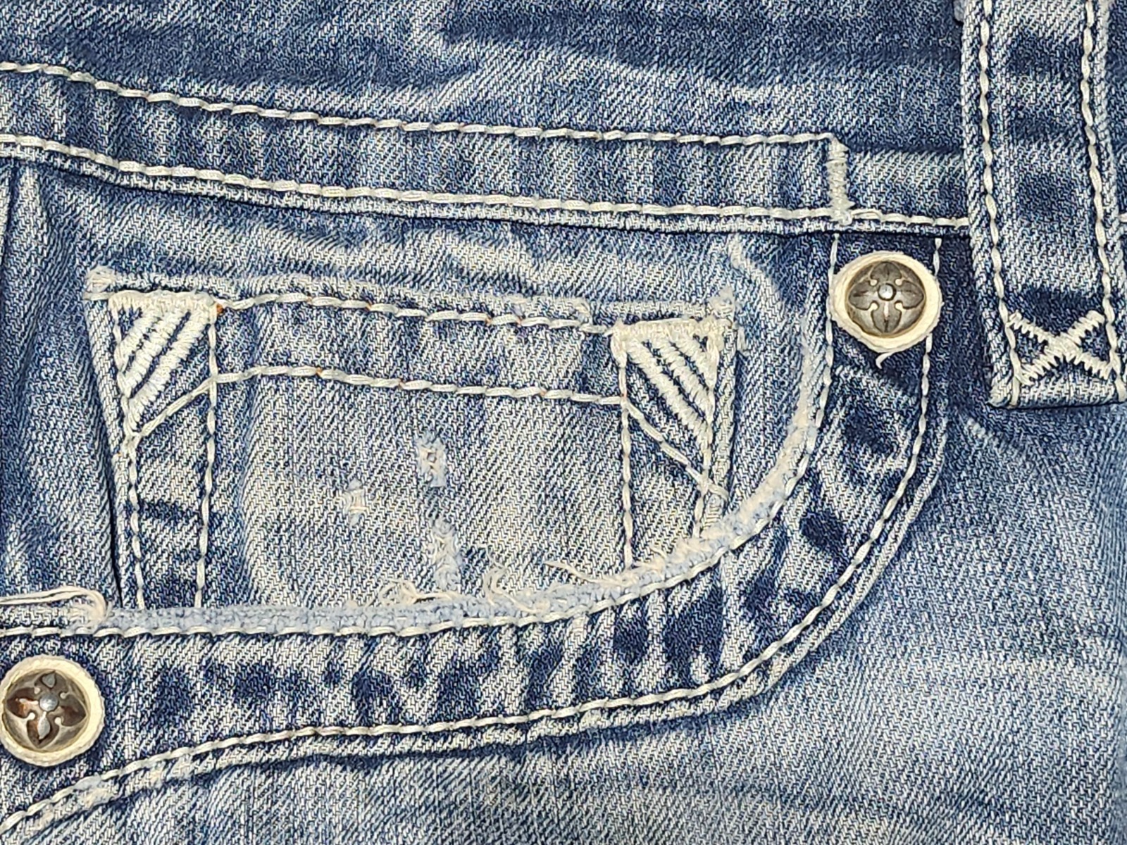 Revival Men’s Light Wash Blue Straight Jeans Embroidered Logo Back Pockets