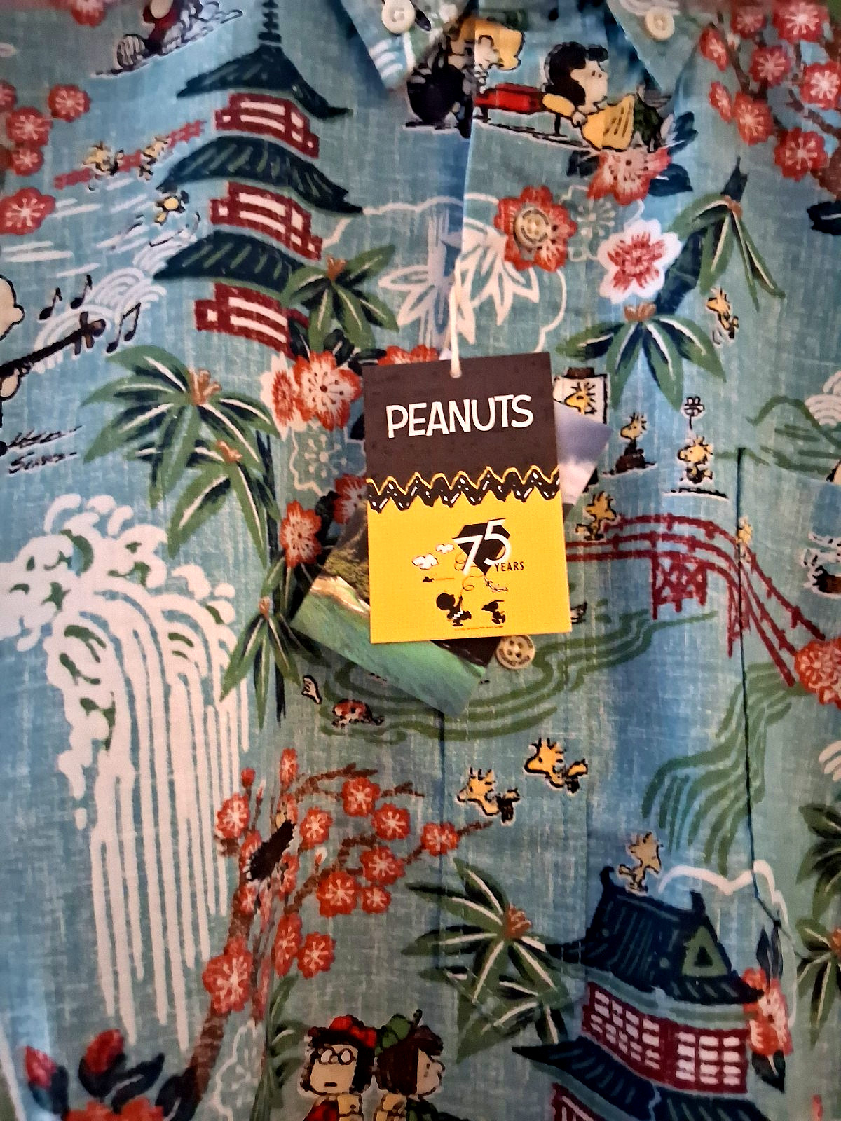 Reyn Spooner Men’s ” PEANUTS IN JAPAN” NWT PULLOVER Classic Fit Aqua Shirts
