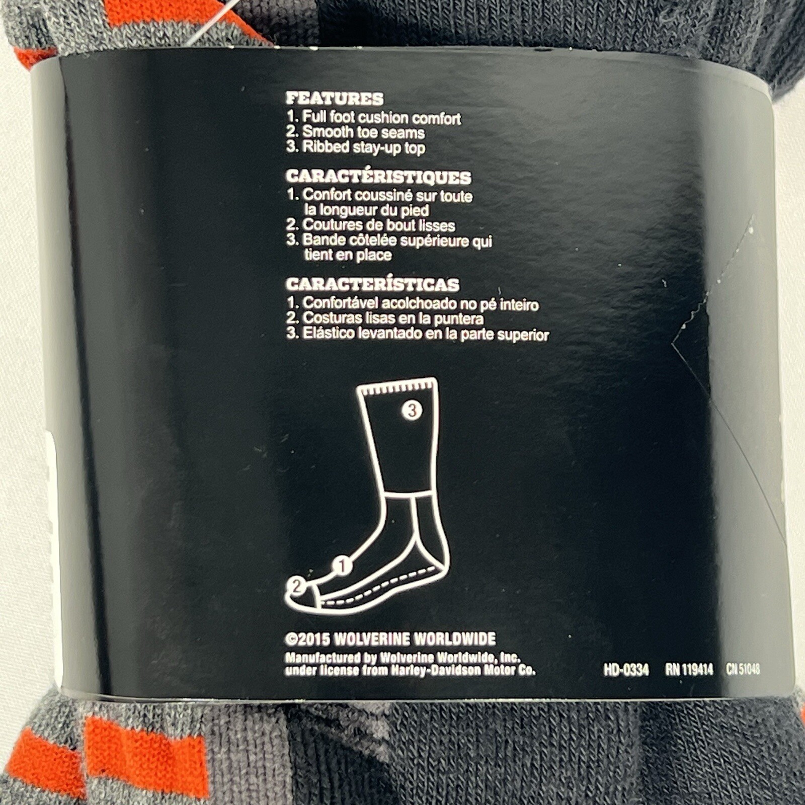 Harley Davidson Socks, Men’s Large, 2 Pair NEW! Made In USA Slightly Irregular