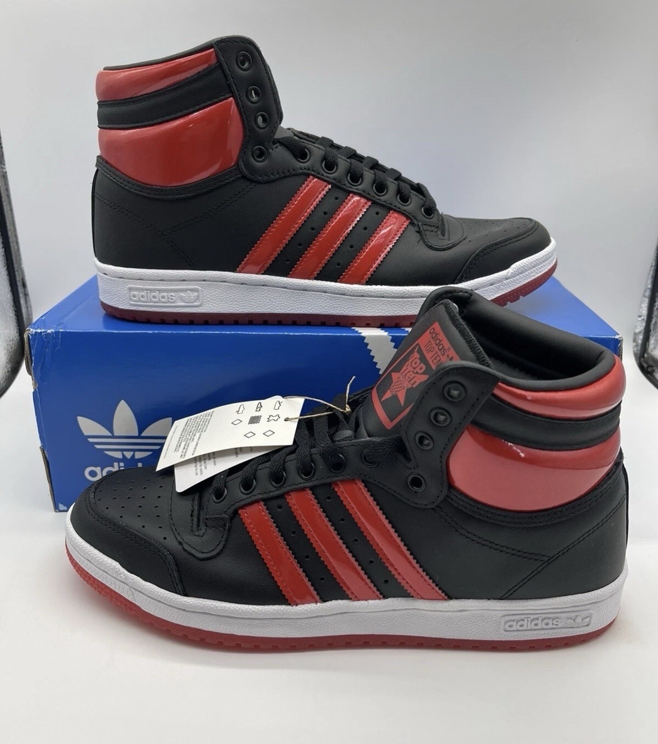 Size 9.5 Adidas Top Ten High Black Vivid Red Sneakers Shoes GW1615