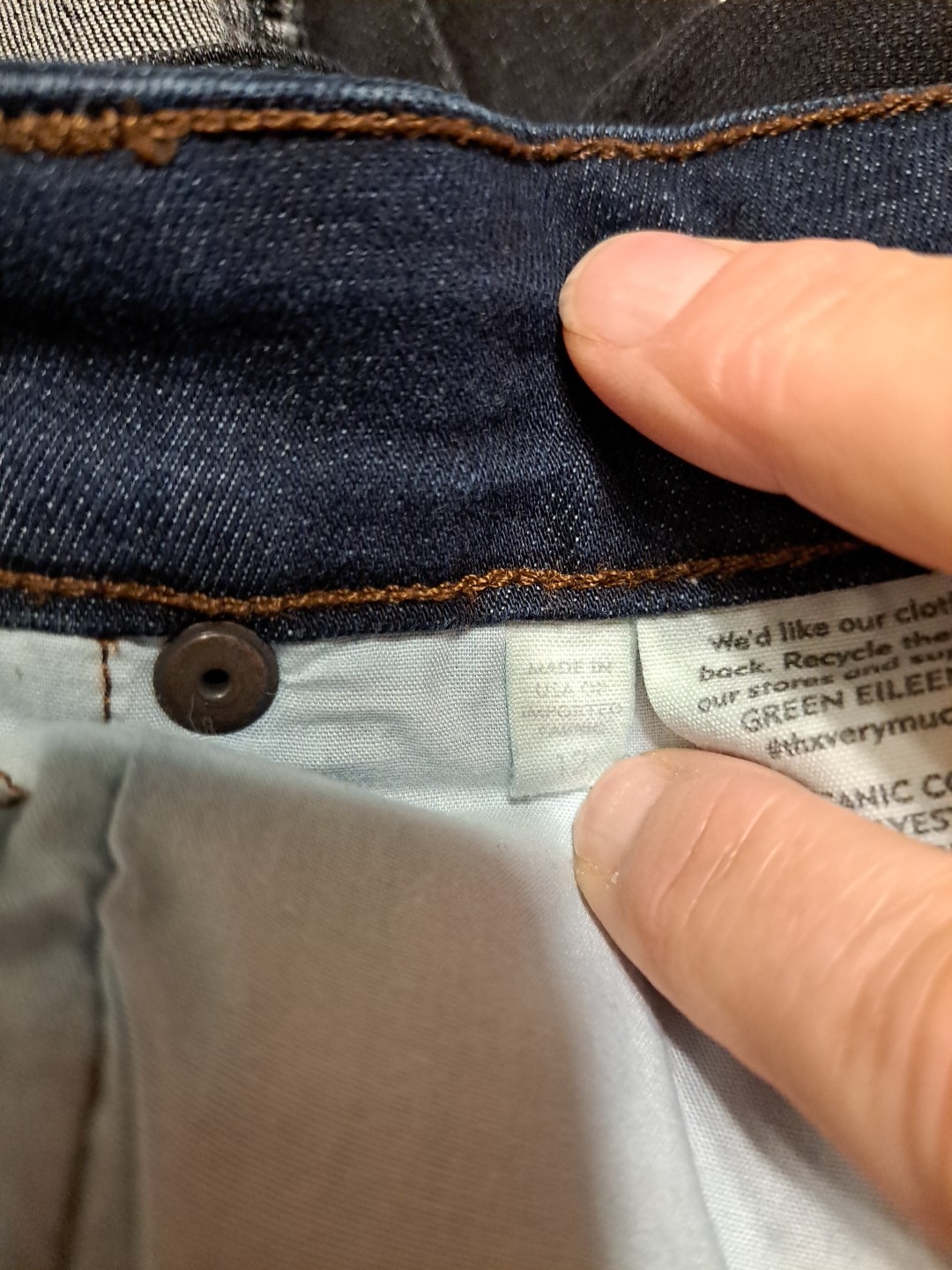 Eileen Fisher Blue Jeans Sz 12 EUC 5 Pkt Straight Leg Returns Accepted 36×27.5