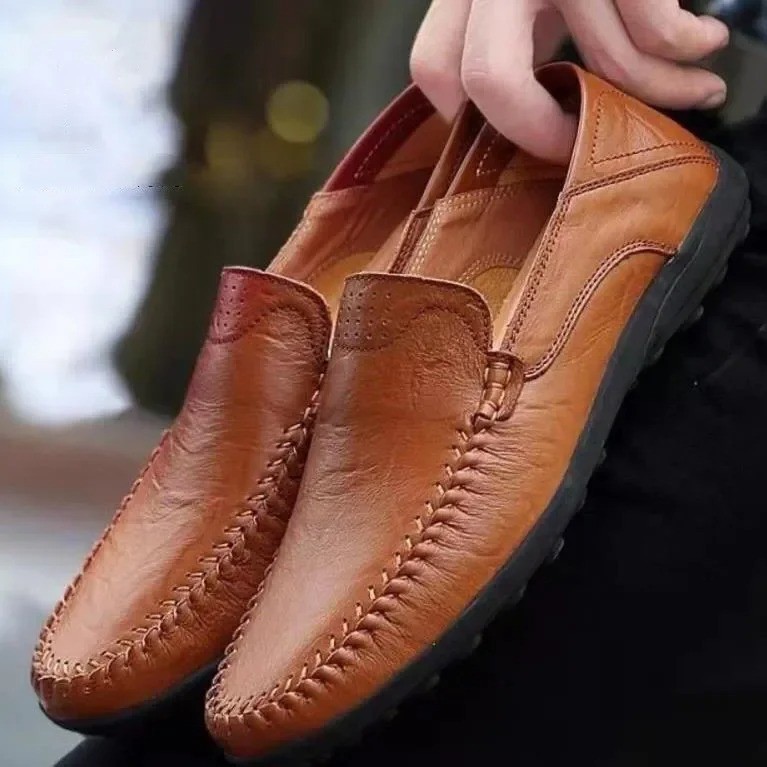 Men’s Leather Slip On Loafers Business Casual Moccasins Breathable Flat Shoes