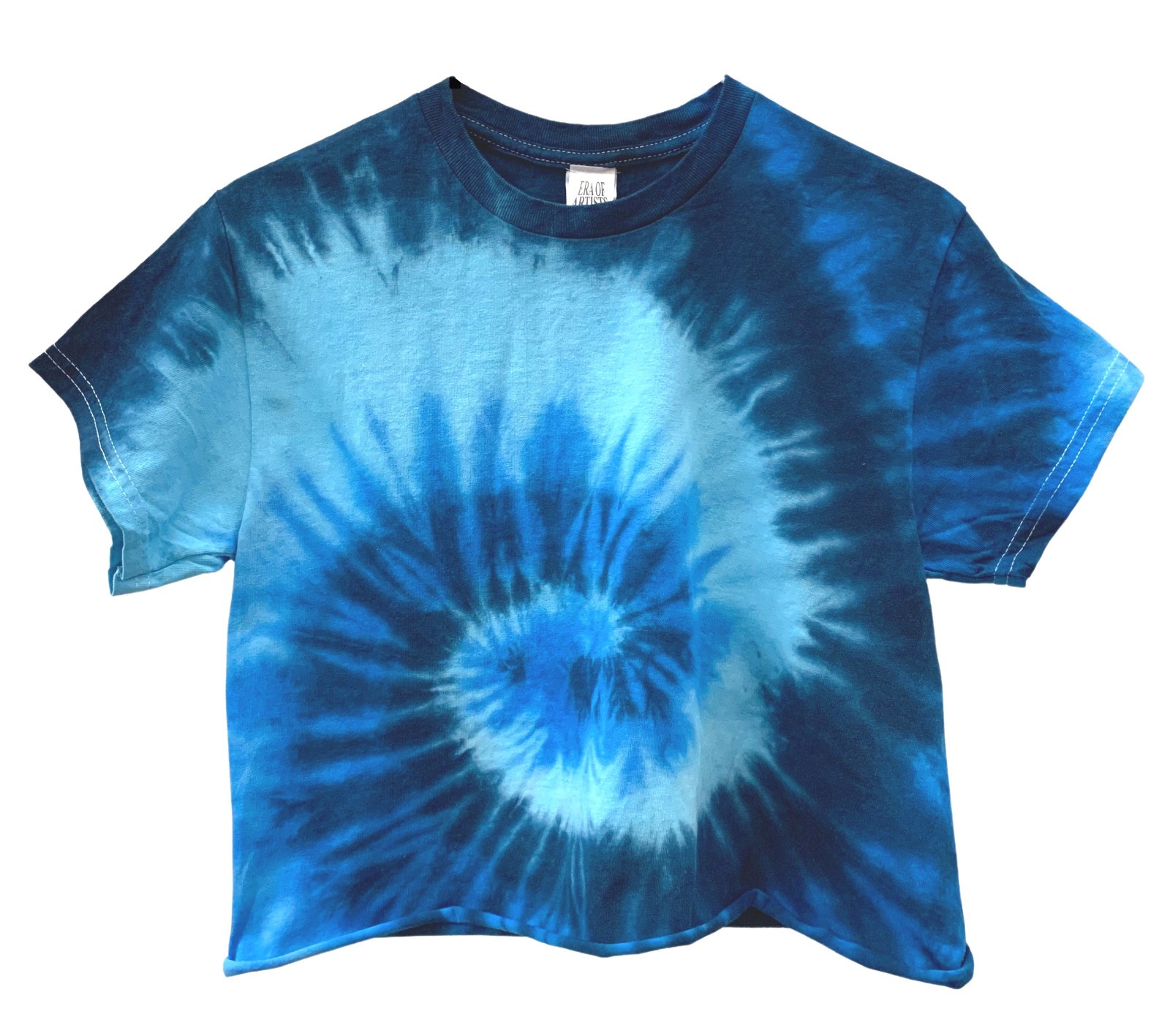 Tie Dye Unisex Cropped Tee, Hand Dyed, Raw Bottom Edge