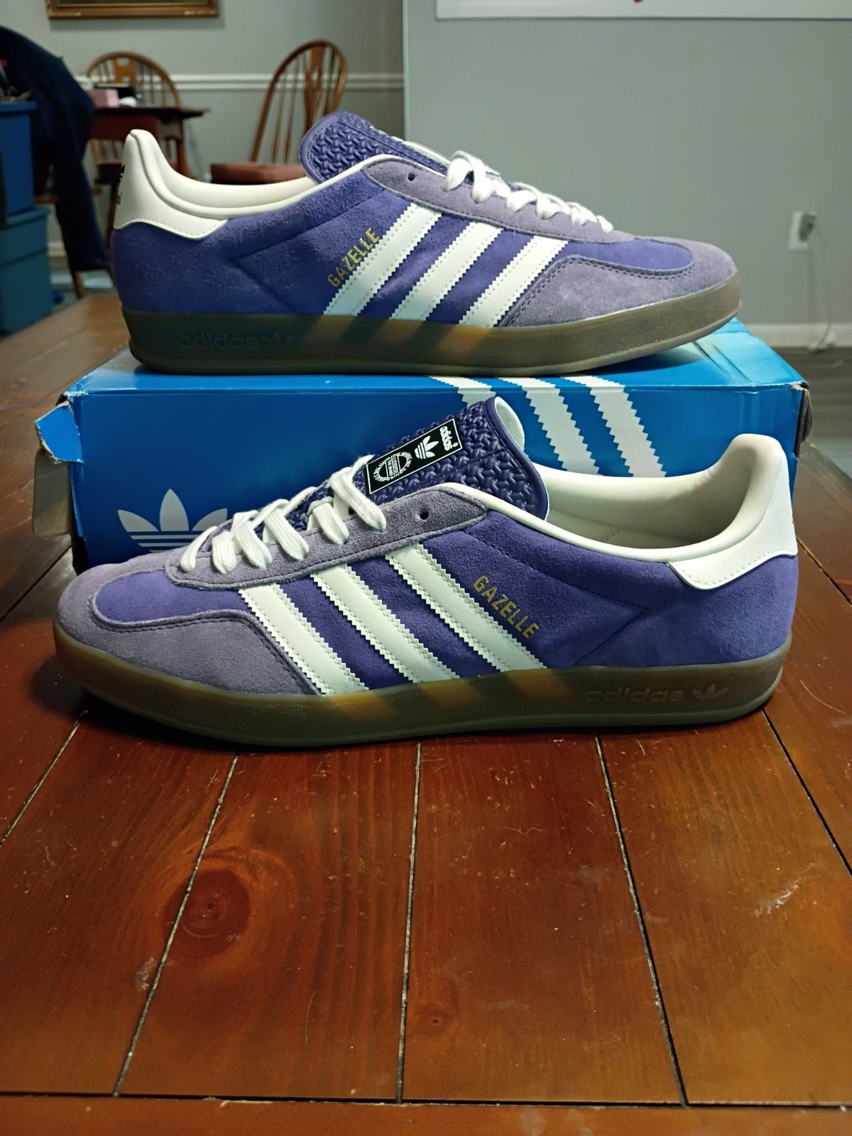 adidas Gazelle Indoor Purple Mens 11 Excellent Condition Box Slightly Damaged