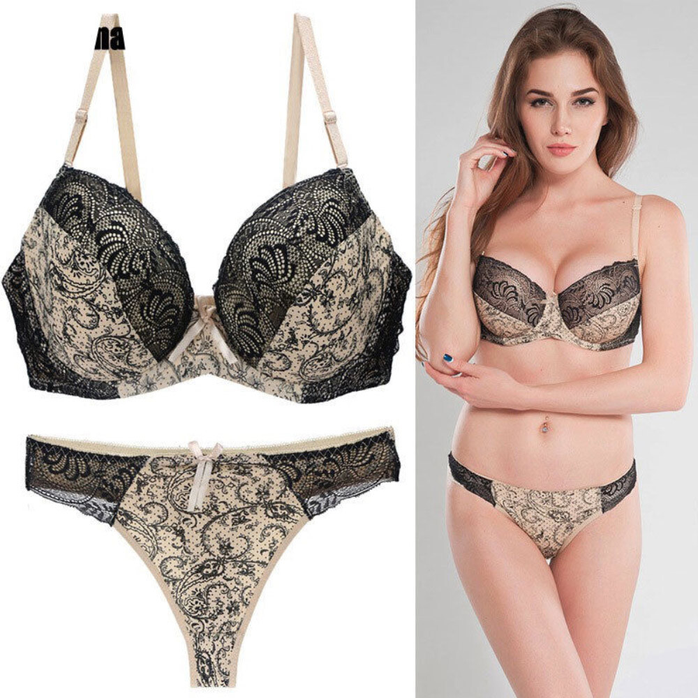Sexy Foral Lace Push Up Bra Sets Extreme Padded Lingerie Panties Set B C D DD E