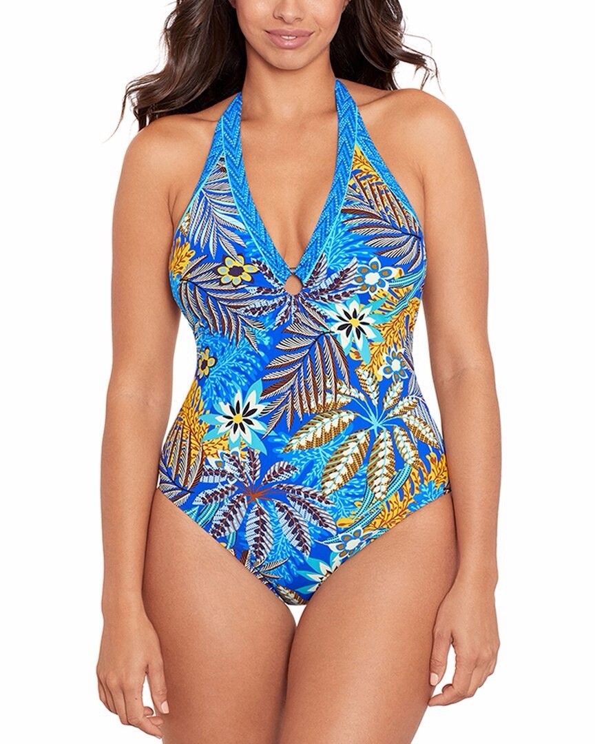 Skinny Dippers By Miraclesuit Halo Blue Multi 1-pc Swimsuit. Sz L. NWT!