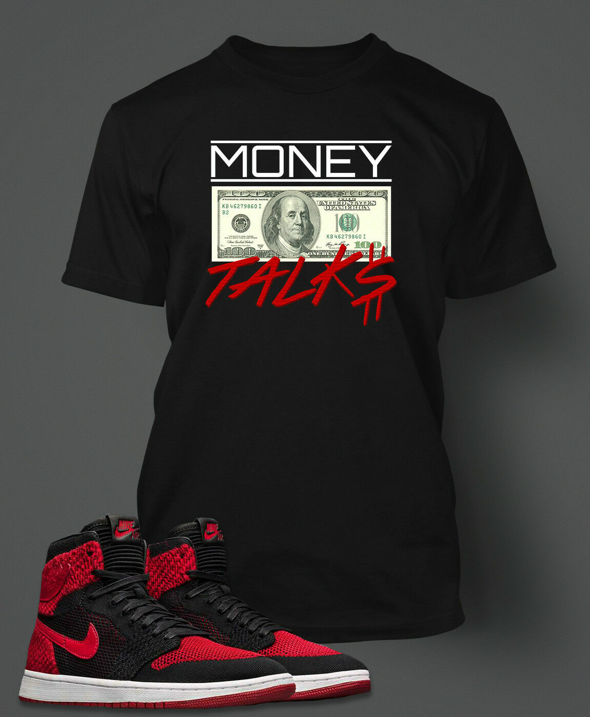 Mens’s Graphic Sneaker Tee Shirt To Match J1 Flynit Money Talks Big Tall Small T
