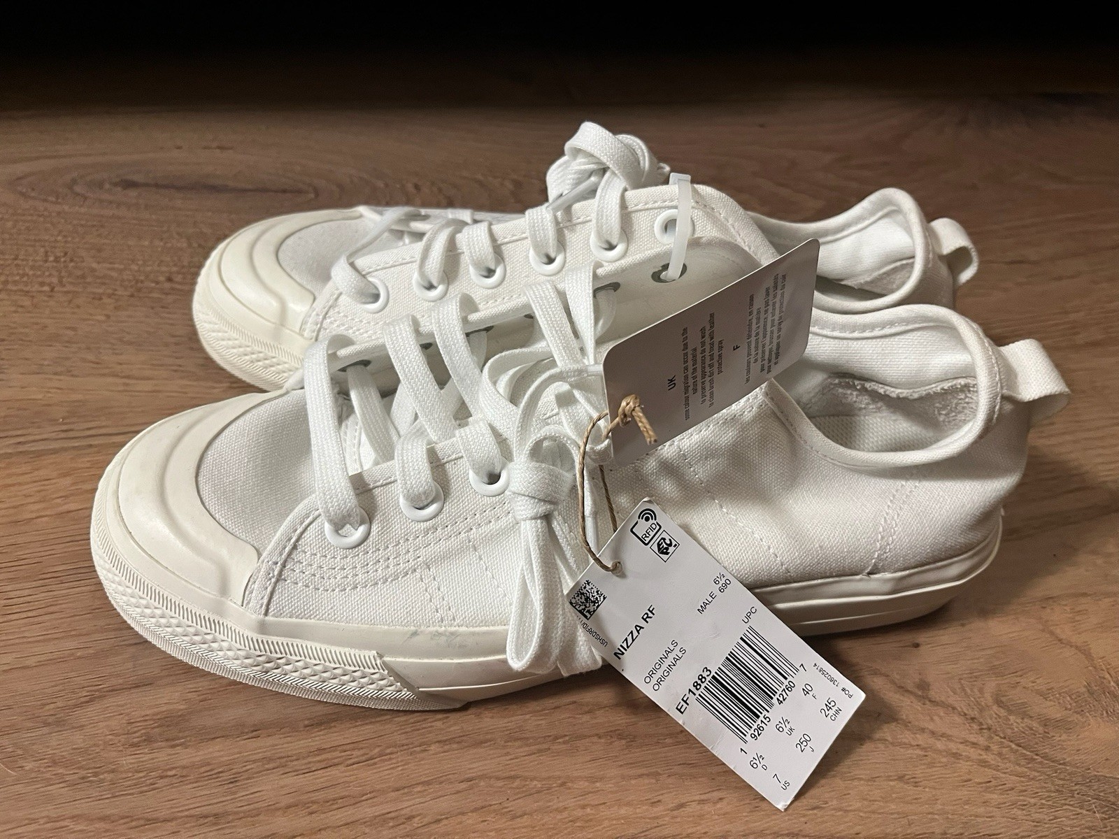 adidas Nizza RF Triple White EF1883 Men’s Canvas Sneakers Low Top White Sz 7