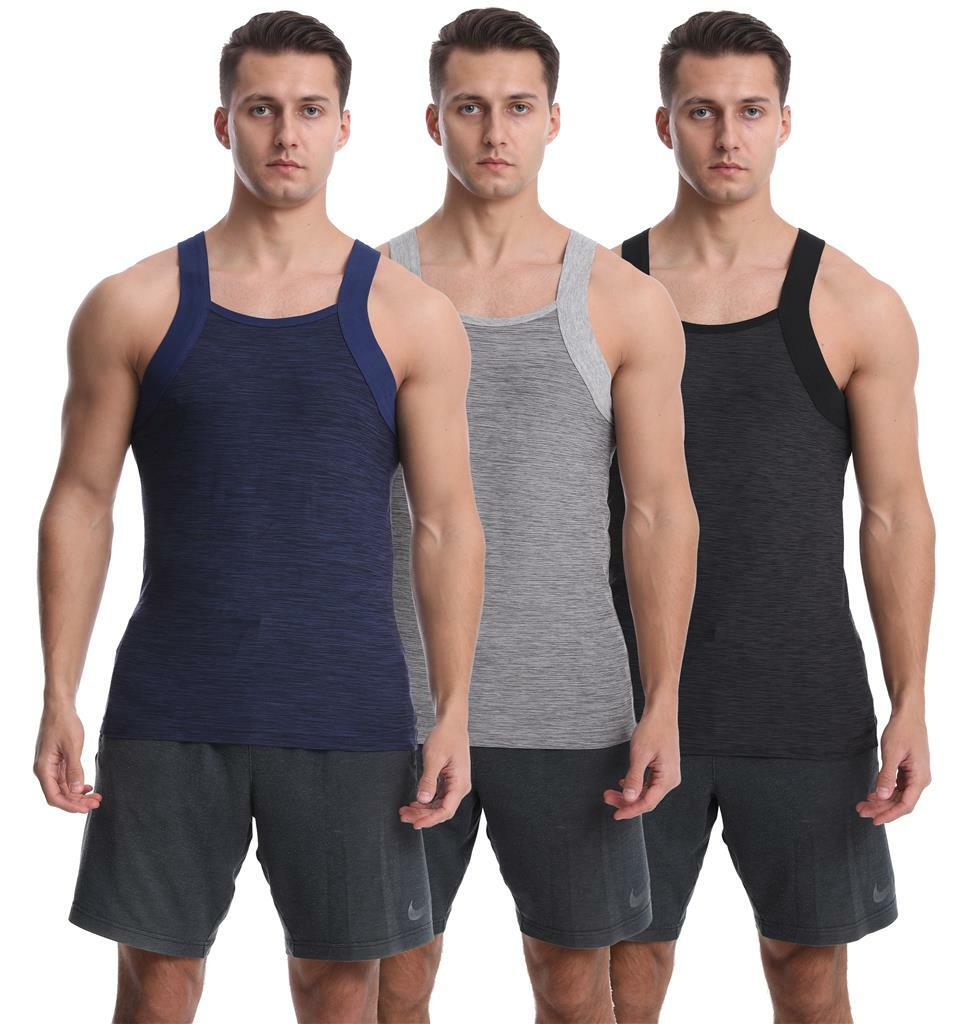 Different Touch Men’s 3 Pack Dry Fit Square Cut G-unit Style Tank Tops A-shirts