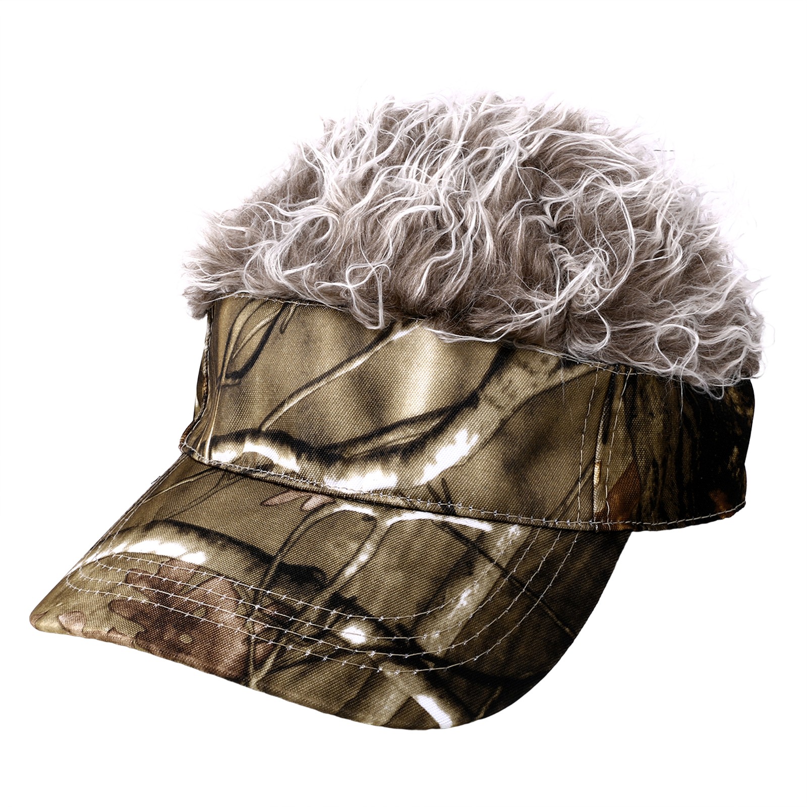 Mens Streetwear Camouflage Baseball Hat Fake Flair Hair Sun Visor Cap Adjustable