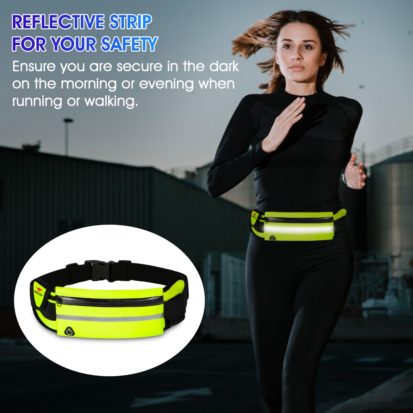 Waterproof Sport Runner Waist Bum Bag Running Jogging Belt Pouch Zip Fanny Pack