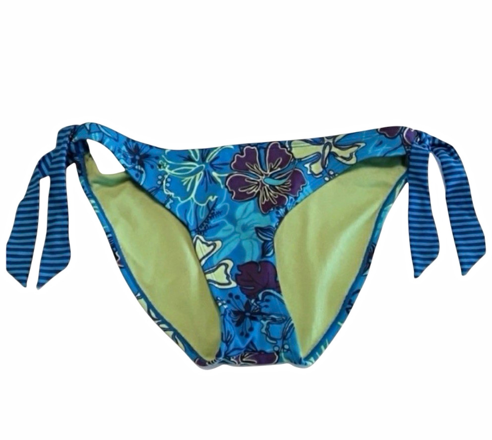Arizona Jean Company Women’s Floral Side Tie Bikini Swim Bottom Blue/Green M