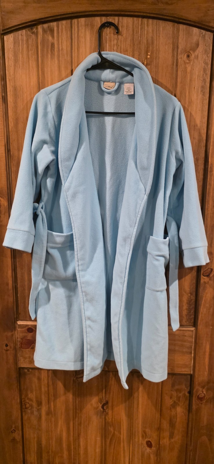 L.L. Bean Robe Kids S8 Light Blue Shawl Collar Belted Wrap Classic Loungewear