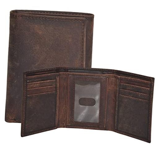 Tri fold Leather Wallet for Men with RFID | Slim Wallets for Men Hunter Brown