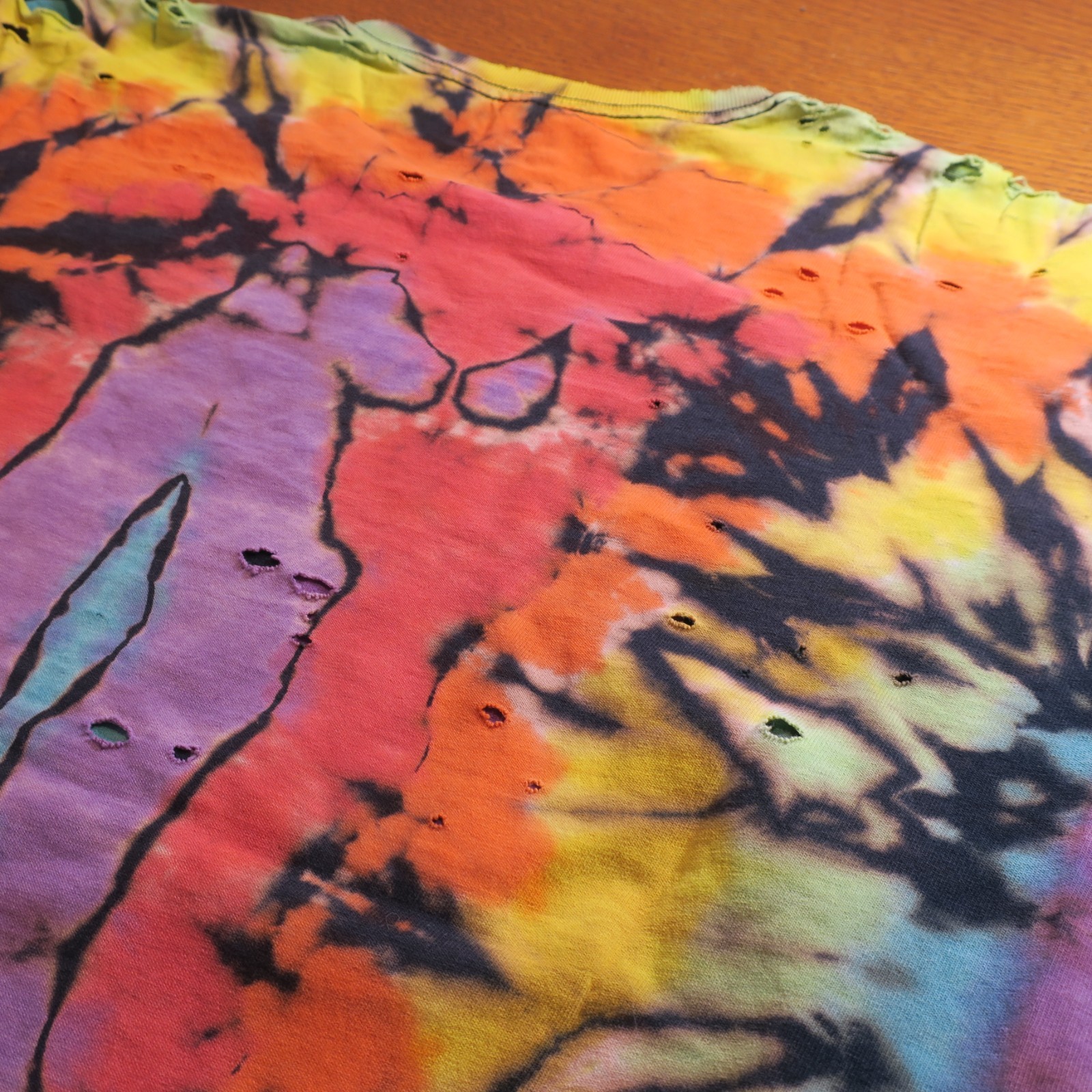 Vintage Custom Peace sign Tie Dye Blank T-Shirt Large Distressed 90’s Festival