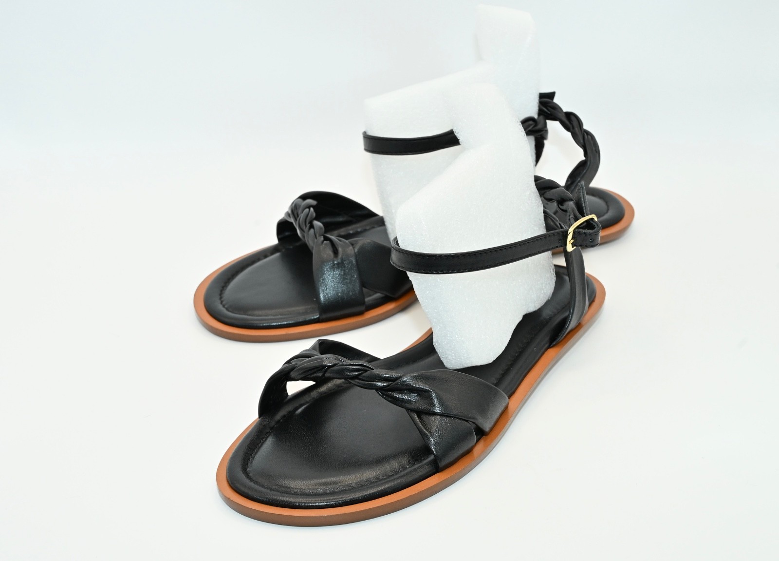 J.CREW WOMEN SIZE 8 BLACK SANDAL TWIST STRAP NEW WITH BOX