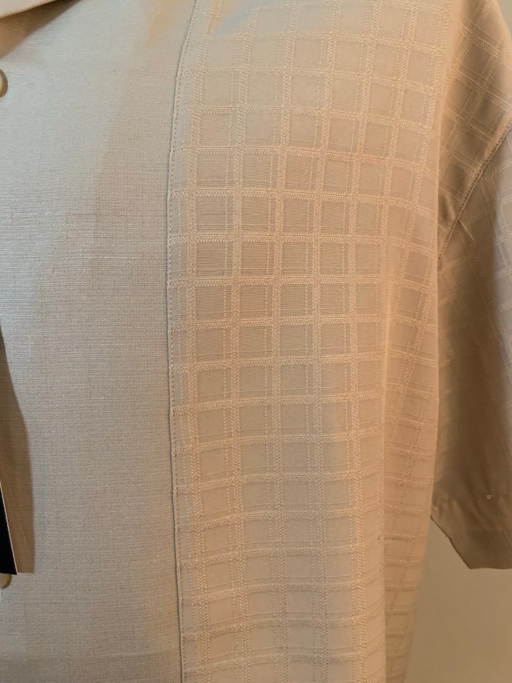 Fortino Landi Mens 2pc Walking Suit Shirt Pleated Pants Set 2XL Beige Plaid 42