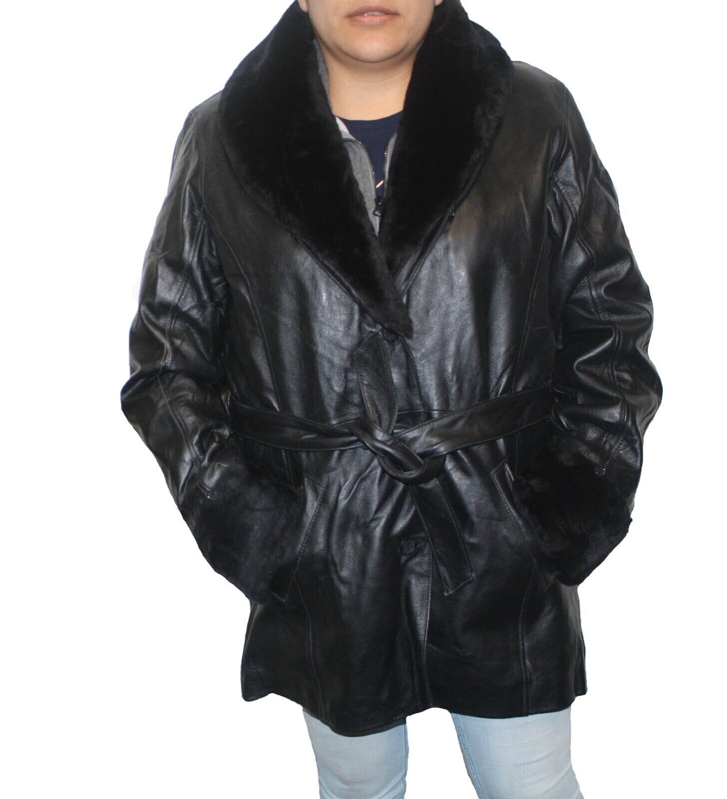 Women Genuine Soft Leather Buttons/Belted Closure Fitted Jacket Handcrafted