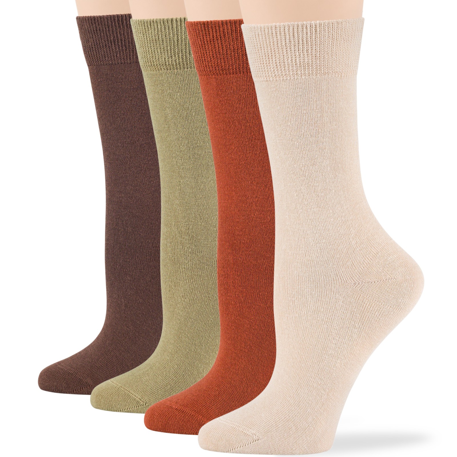 Women Cotton 4 Pack Solid Dress Assorted Brown, Khaki, Golden Brown Large 10-12