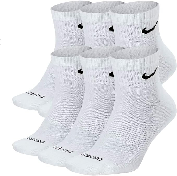 Nike Everyday Plus Cushion Drifit Men’s Ankle Socks, Size Large- Black/White