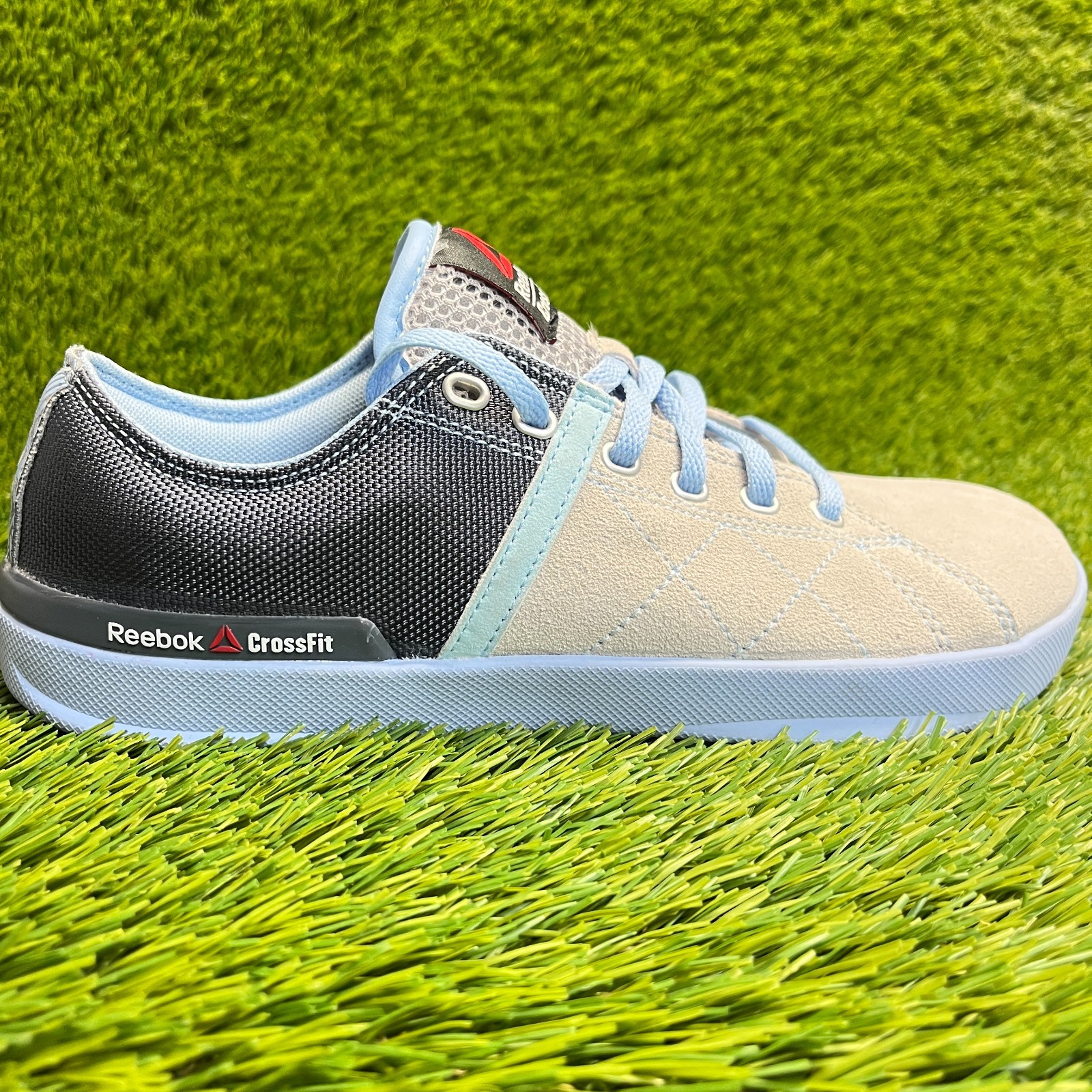 Reebok Crossfit Lite LO Womens Size 8.5 Beige Blue Black Training Shoes Sneakers