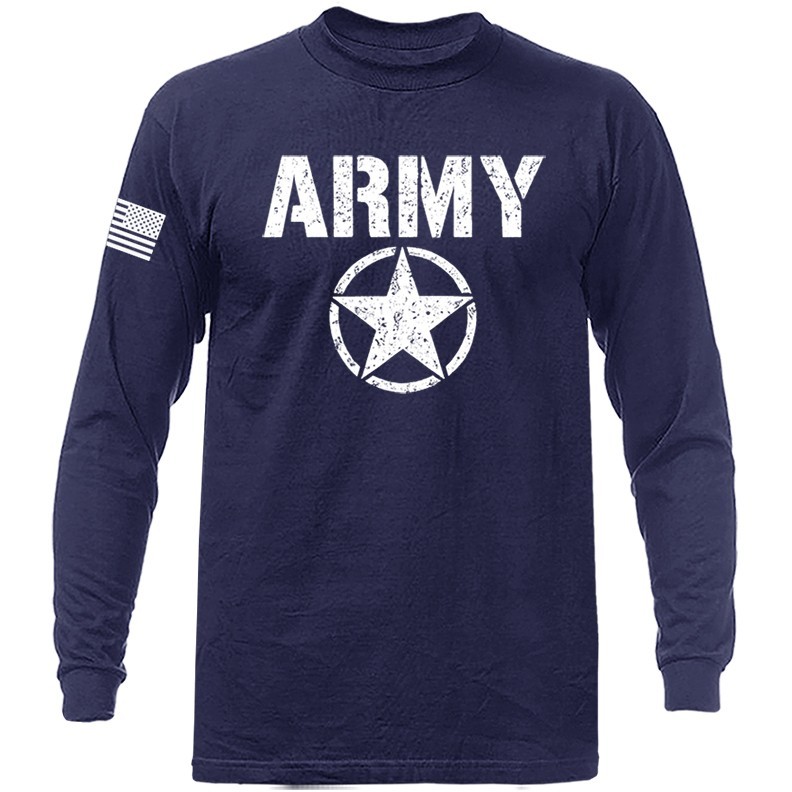 Army Military Veteran American Pride Patriotic Graphic Long Sleeve