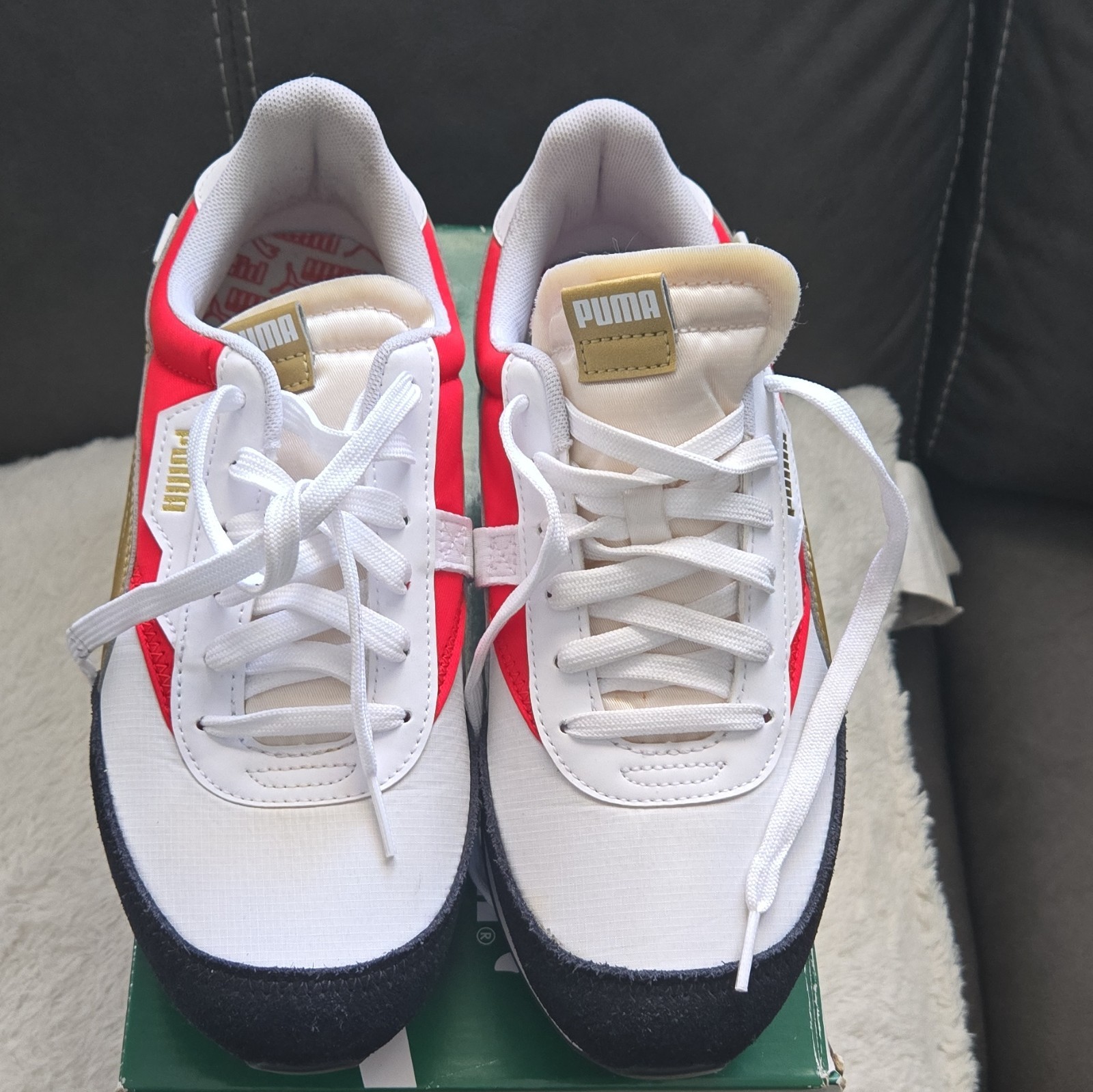 White-team Gold-Puma Black. Womens 8 1/2 Size