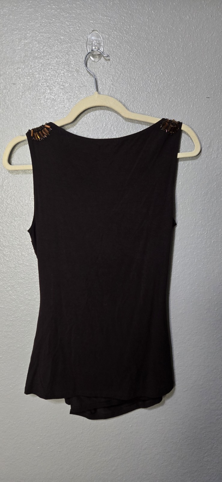 Cache Brown Asymmetric beaded Woman’s Top NWT Y2K size M