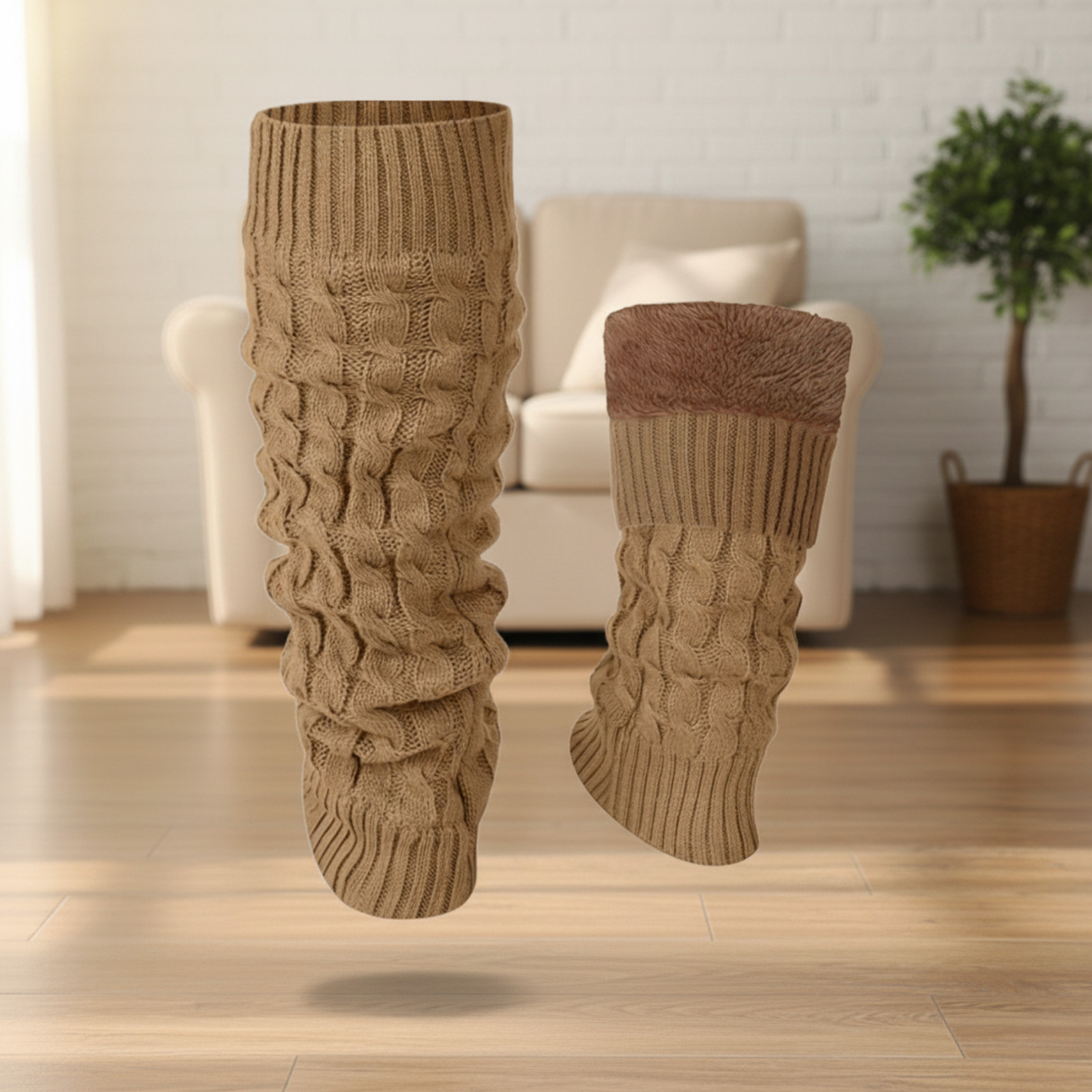 Women’s Knitted Woolen Leg Warmers Twists Socks Solid Crochet Winter Boot Sock