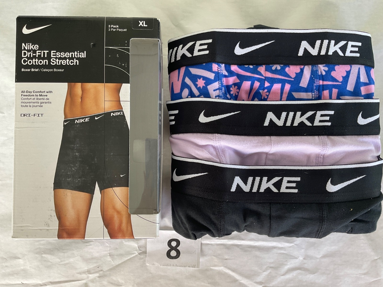 Nike Essential Cotton Stretch 3-Pack Boxer Brief Dri New Various Color Blue Pink
