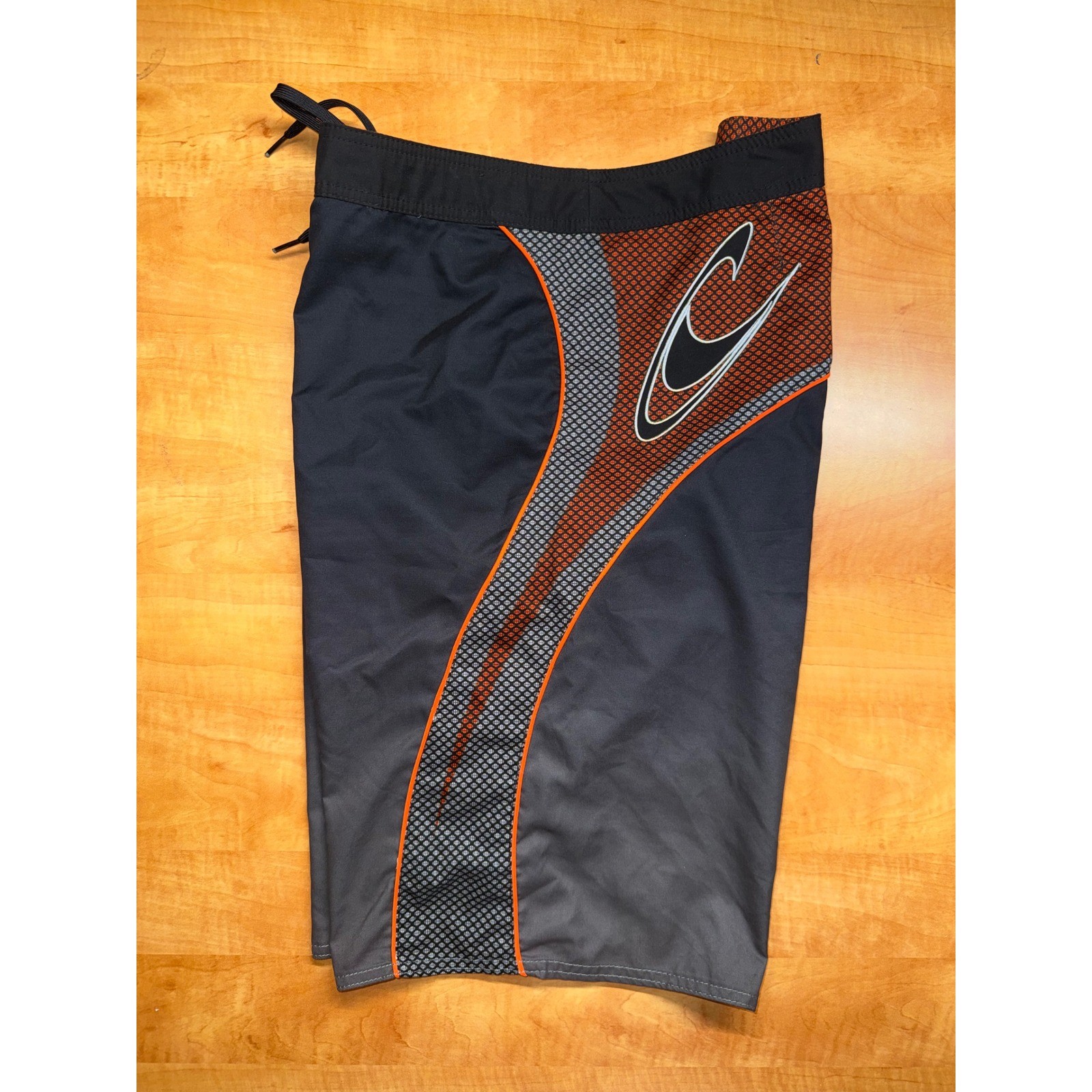 ONeill Mens Board Shorts Size 38 Grey Orange Ombre Cargo Pocket Swim Trunks