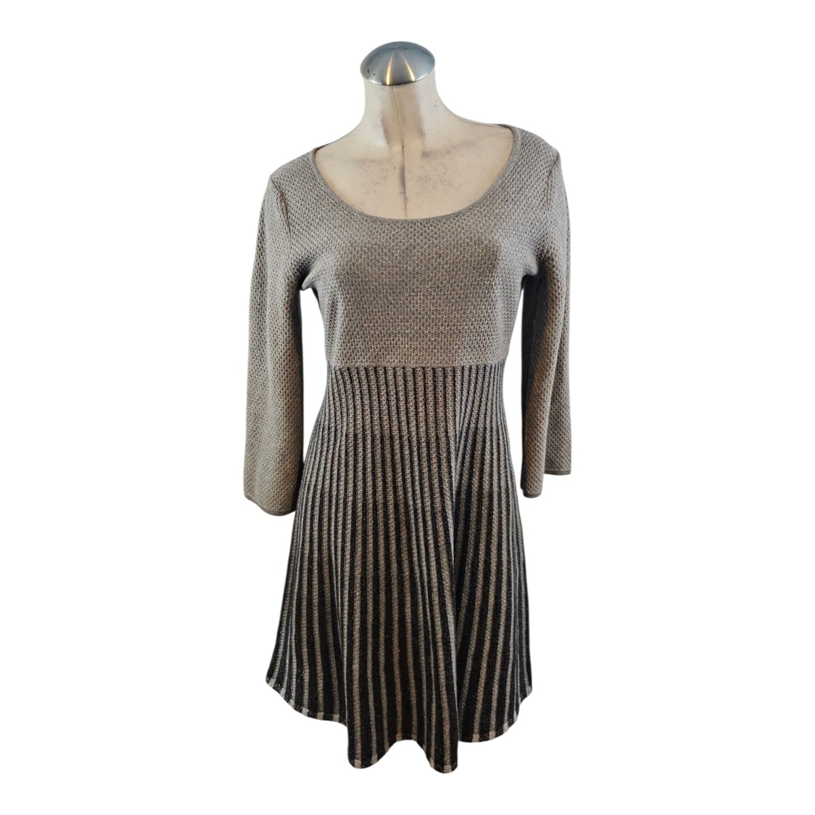 Calvin Klein Size M Gray Sparkly Knit Sweater Dress