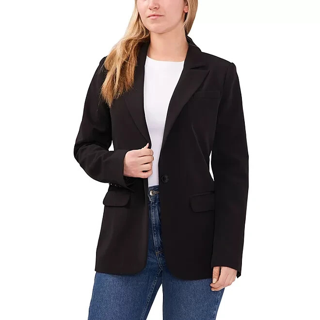 Vince Camuto Ladies Fully Lined Padded Shoulder Split Blazer Size M Black