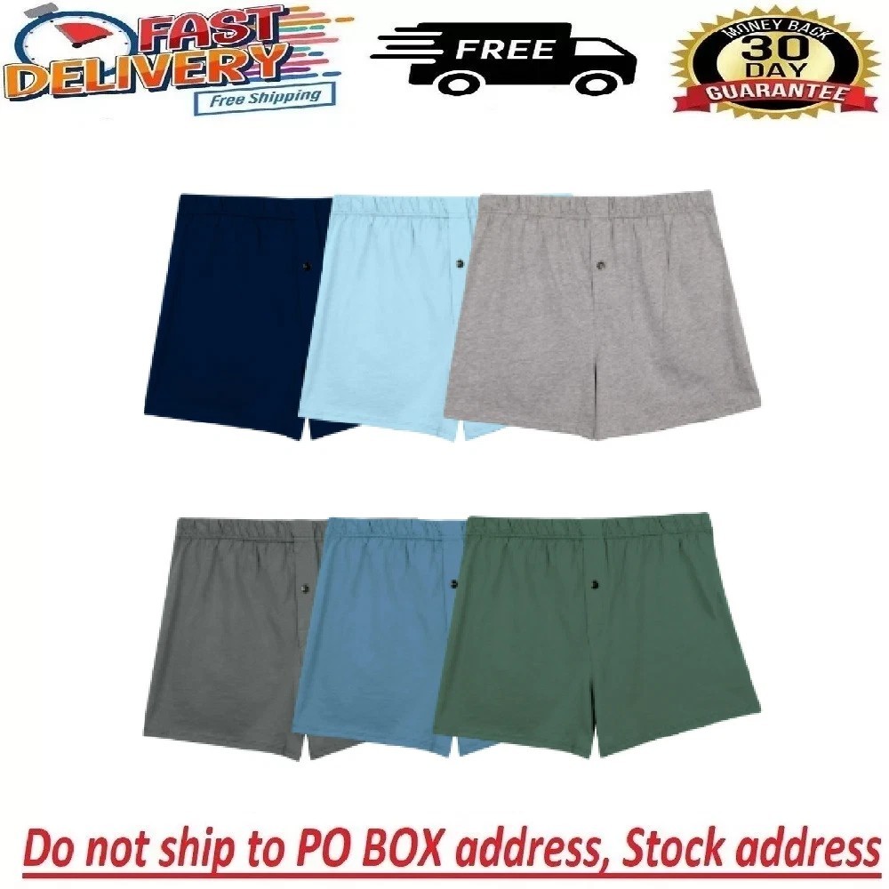 6 Pack Fruit of the Loom Men’s Assorted Knit Boxers Soft Knit Fabric Sizes S-3XL