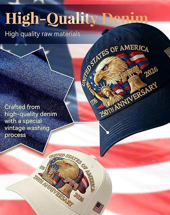 United States 250th Anniversary Eagle Hat,USA Patriotic Baseball Cap PRINTINGS