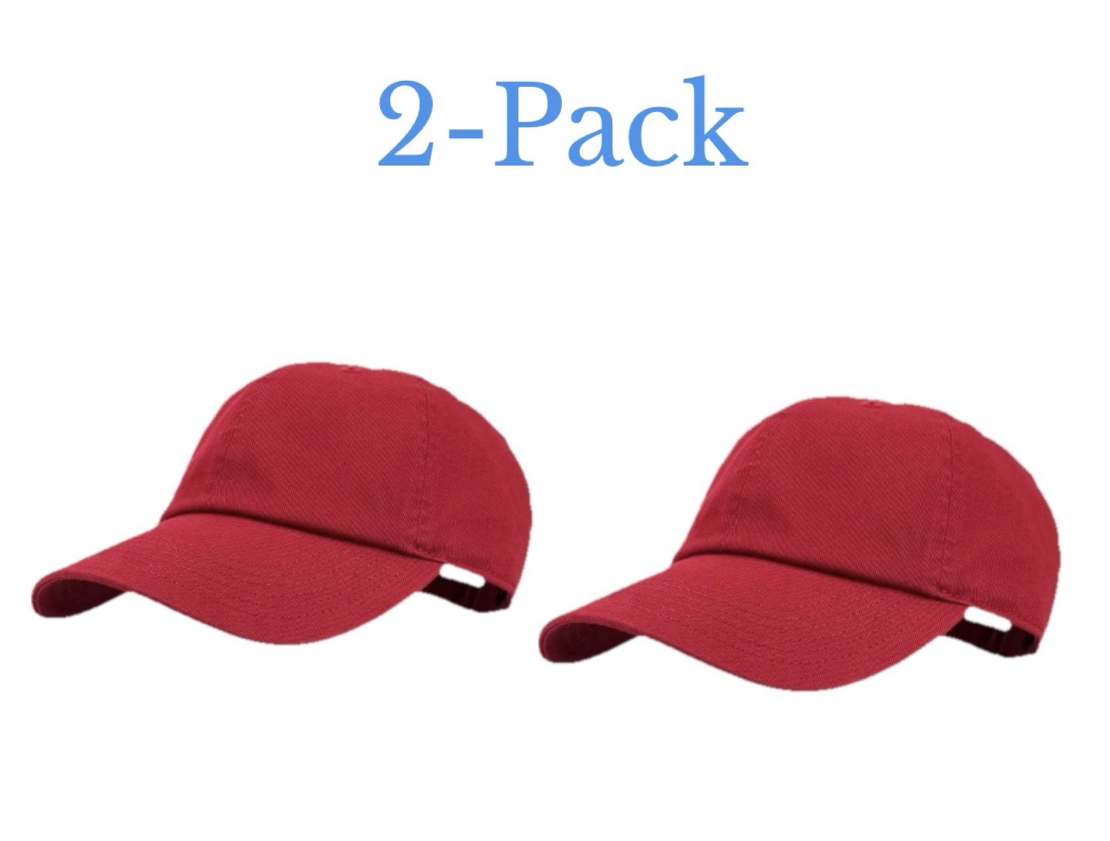 2-Pack Gelante Adjustable Baseball Caps Hats 100% Cotton Red Color Unisex Adult