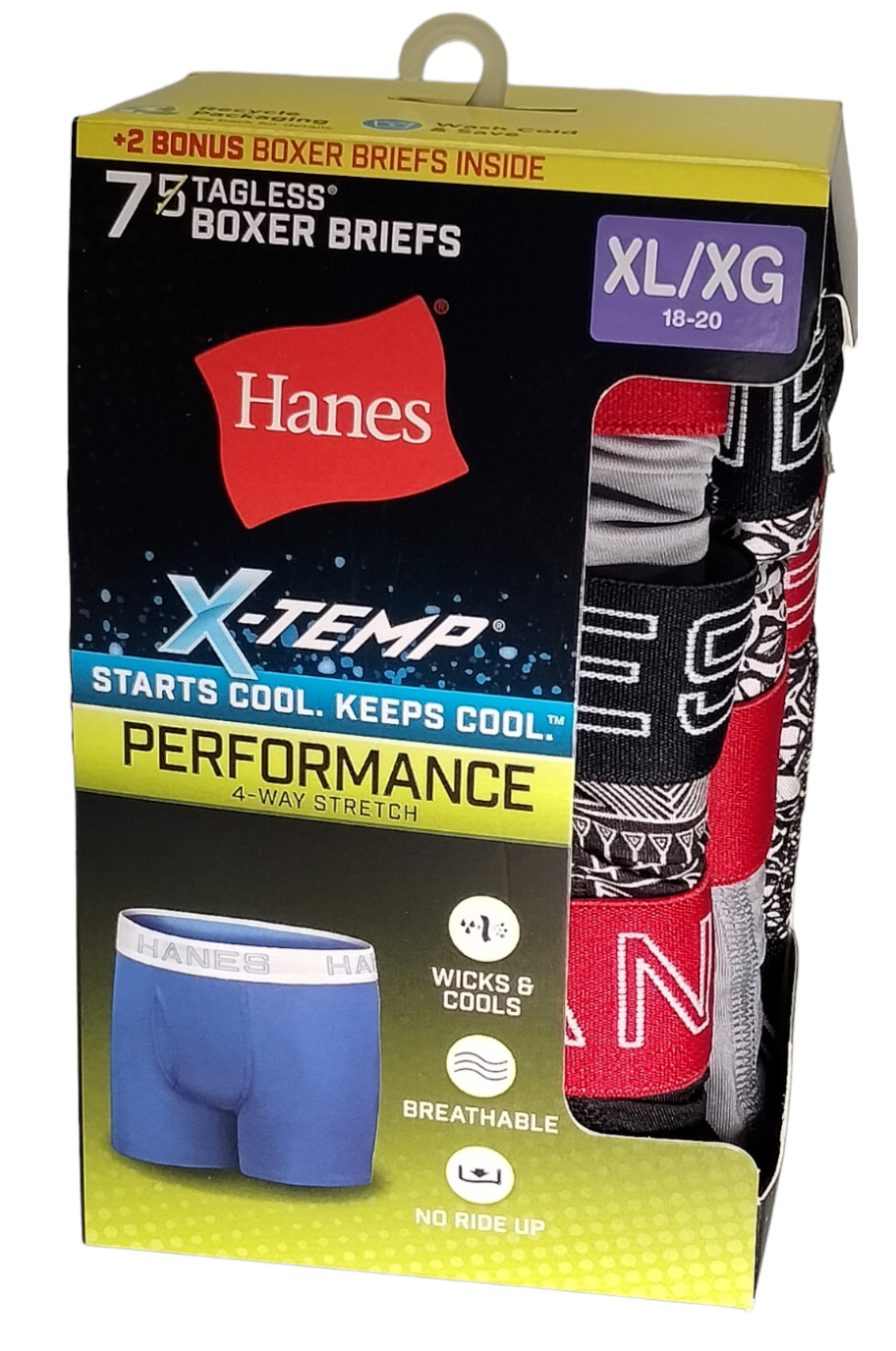 Hanes 7 Pack X-Temp Performance Boxer Briefs 4-Way Stretch Boys S M L XL ~NEW~