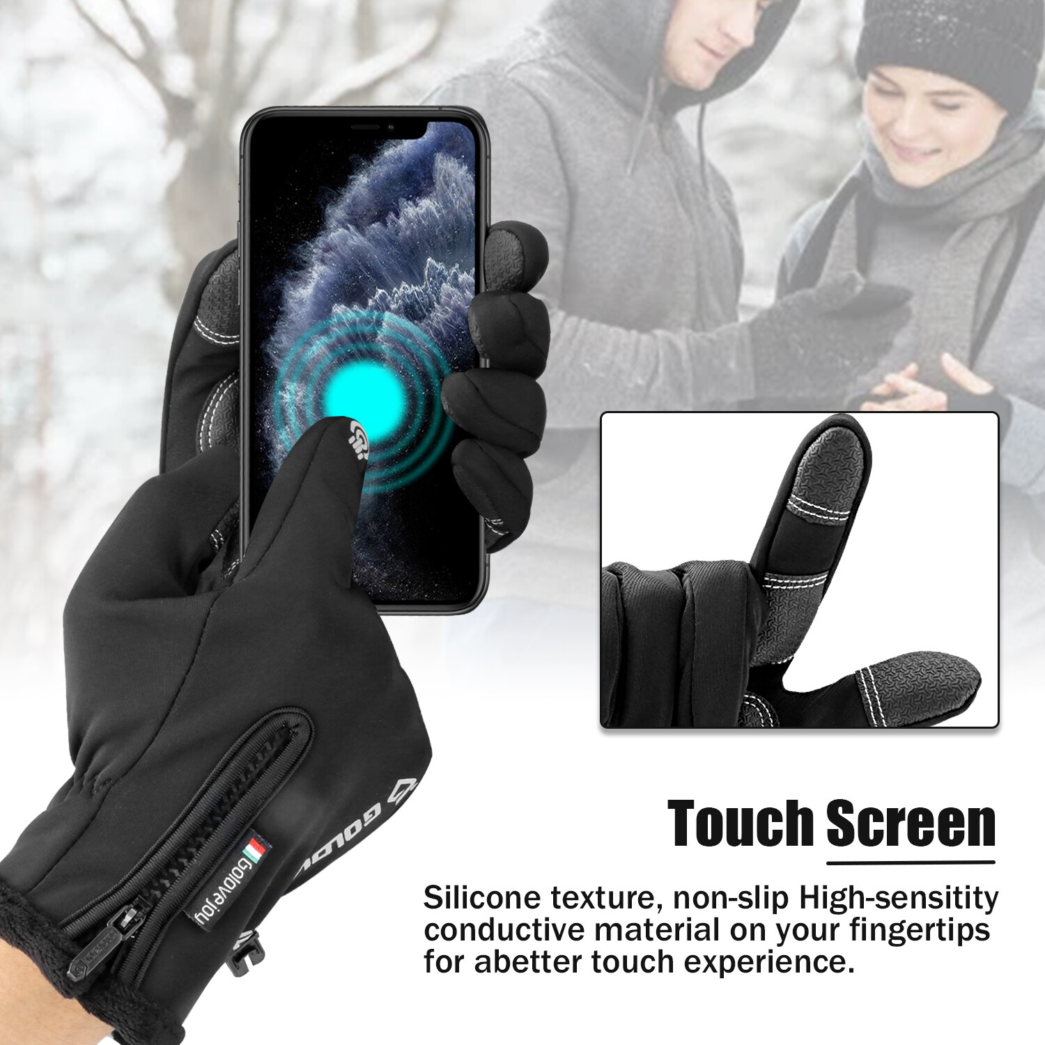 Men Women Winter Thermal Waterproof Windproof Touch Screen Warm Ski Snow Gloves