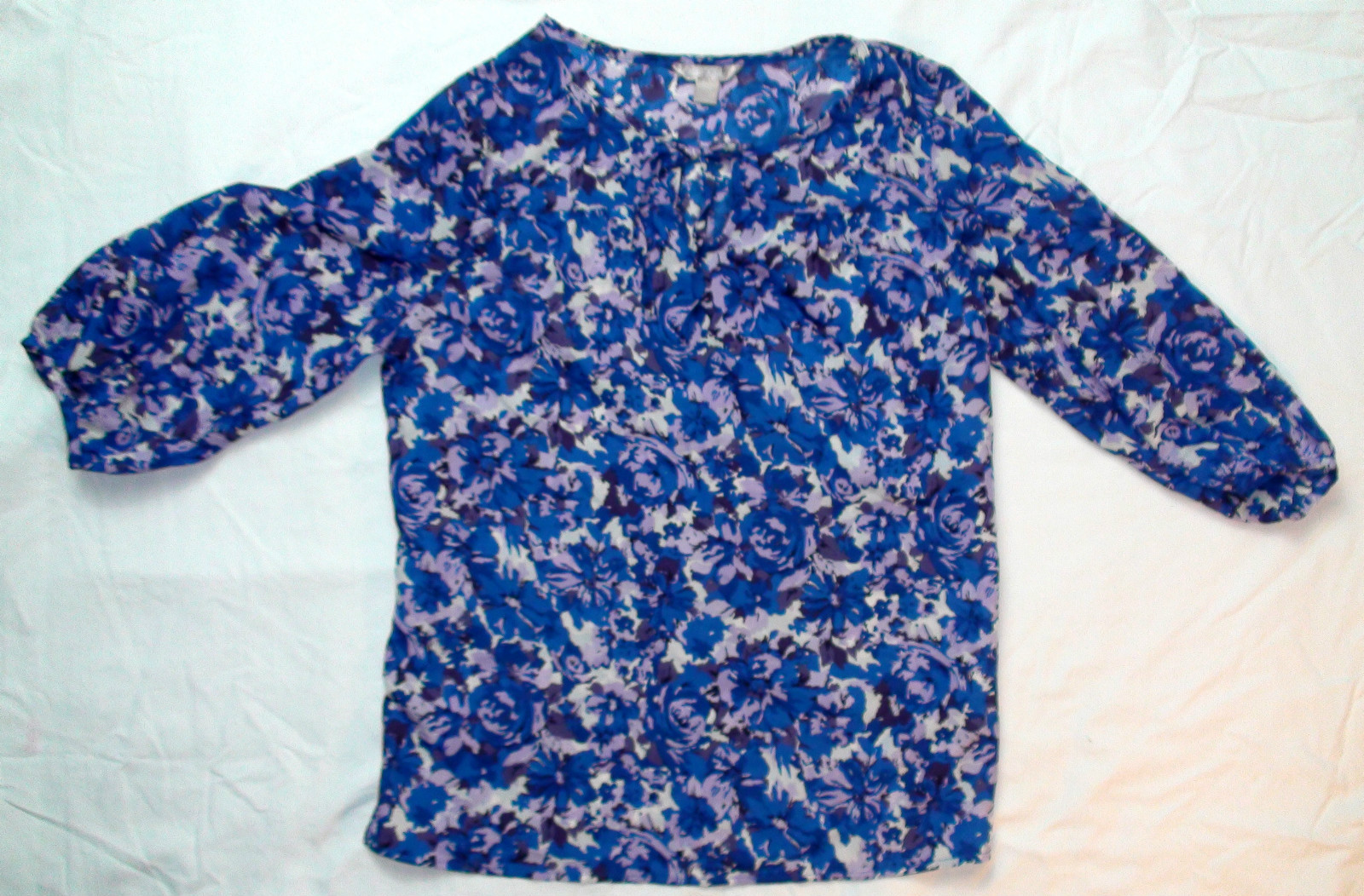 Women’s Peasant Blouse Top Floral Leaf Print Lightweight Silky Feel Size S-L