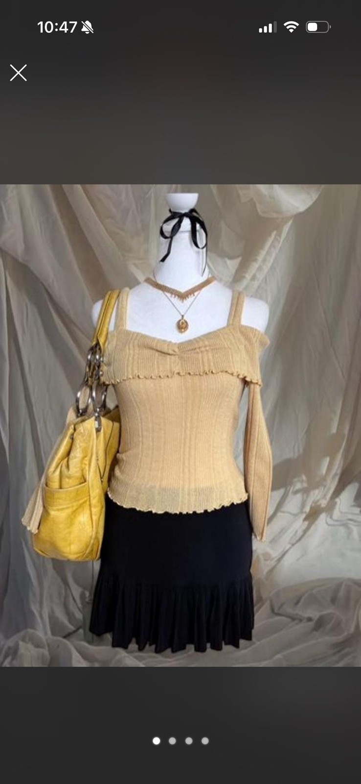 Vintage Y2K Style Ruffle Cold-Shoulder Boho Knit Top