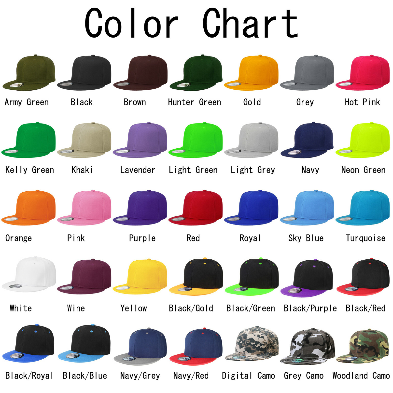 Plain Blank Snapback Hat Cap Hip Hop Style Flat Bill Adjustable Size Ship in Box