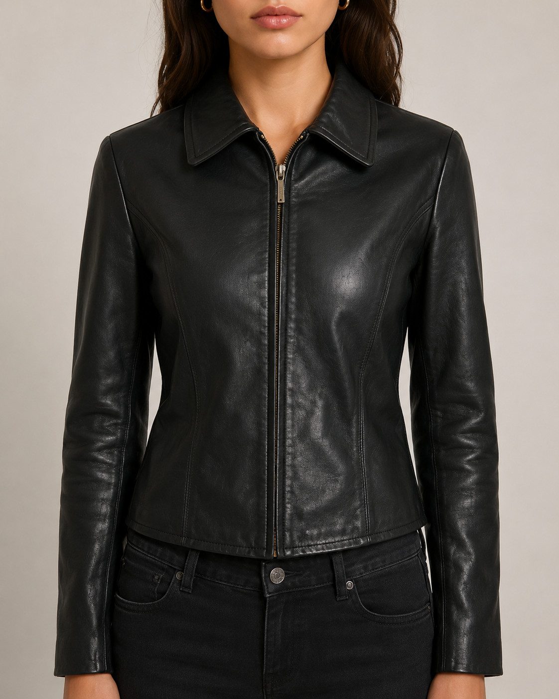 Ladies Dona Michi Black Leather Jacket – Buttery Soft – Size M