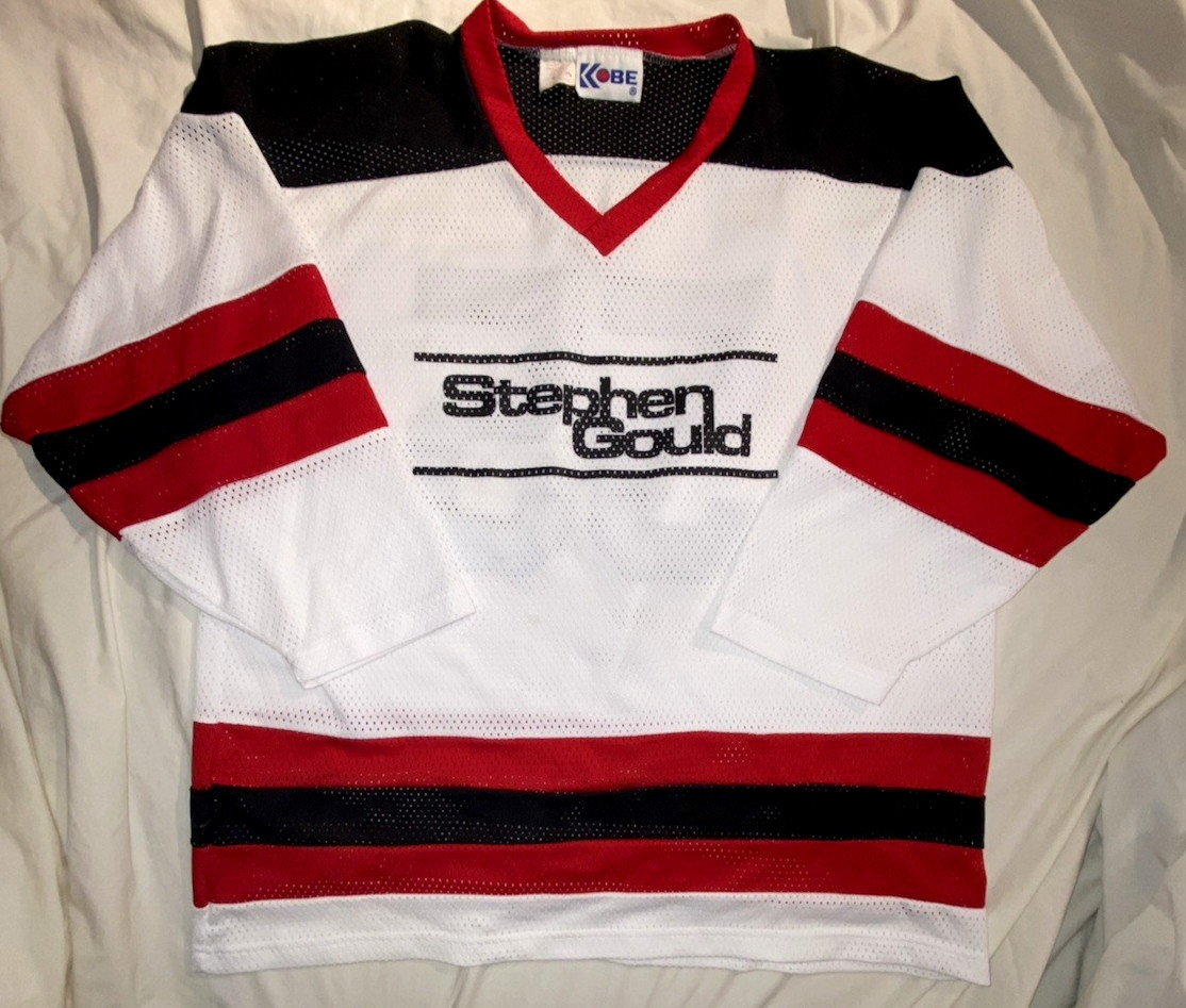 Vtg STEPHEN GOULD CORP Ice Hockey Jersey MADISON NEW JERSEY Spellout KOBE Promo