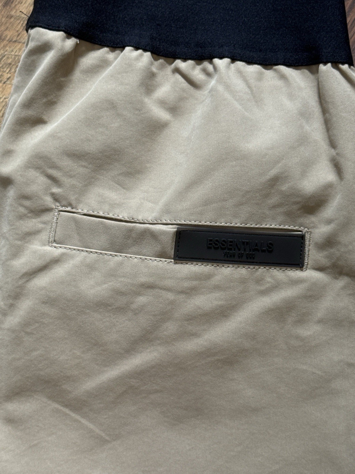 ESSENTIALS FEAR OF GOD Beige Twill Chino Pants M Elastic Waist Straight Leg