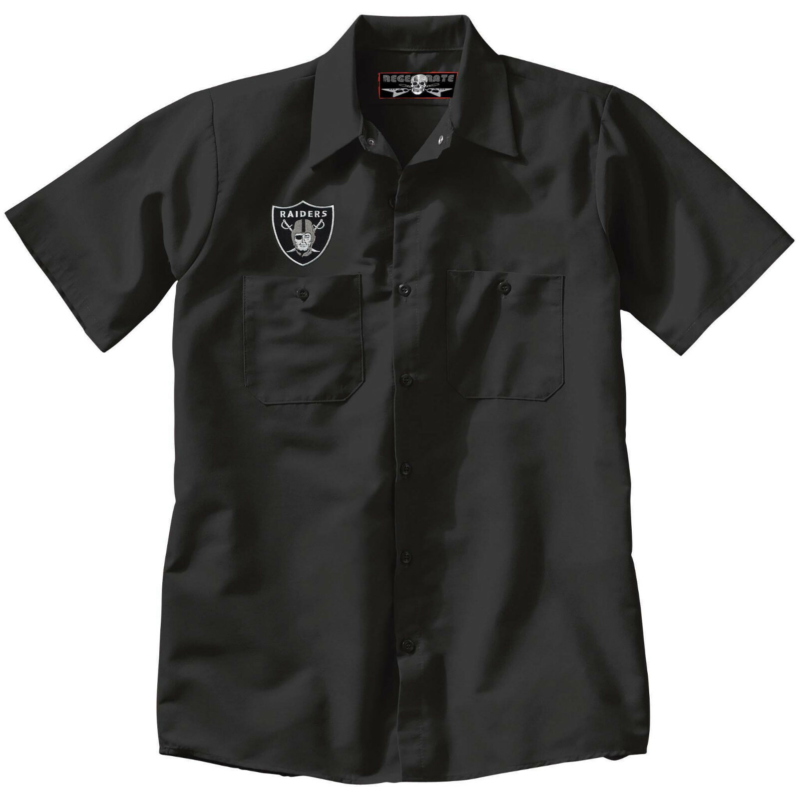 New RAIDERS PATCH + WORK SHIRT OG Throwback Old School Mechanic Style Button Up
