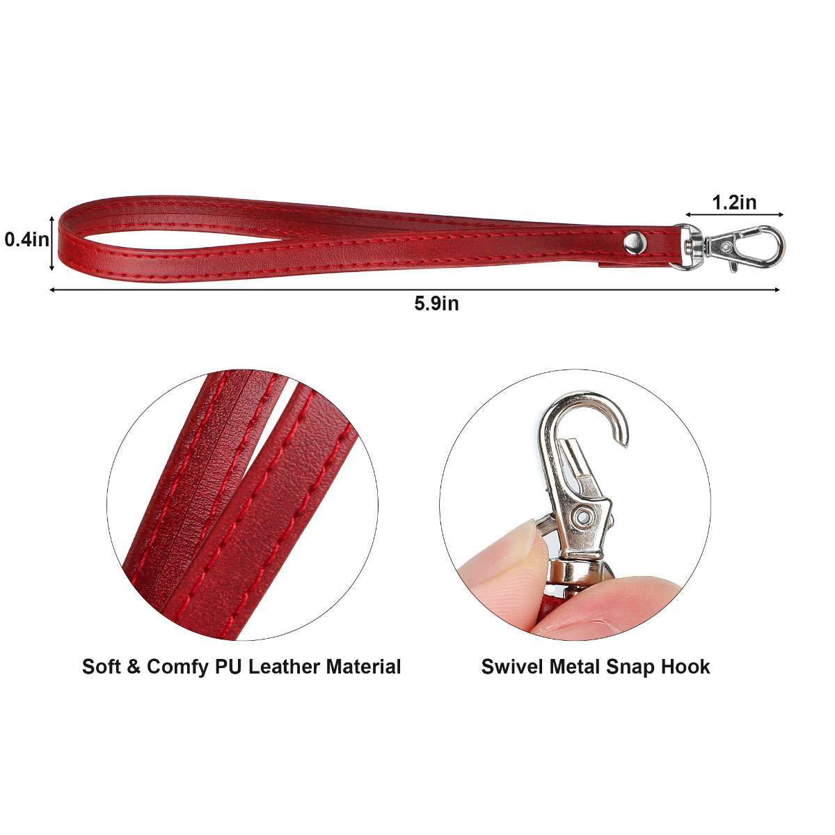 US Leather Buckle Wrist Strap Replacement Hand Free Wristlet for Purse Wallets