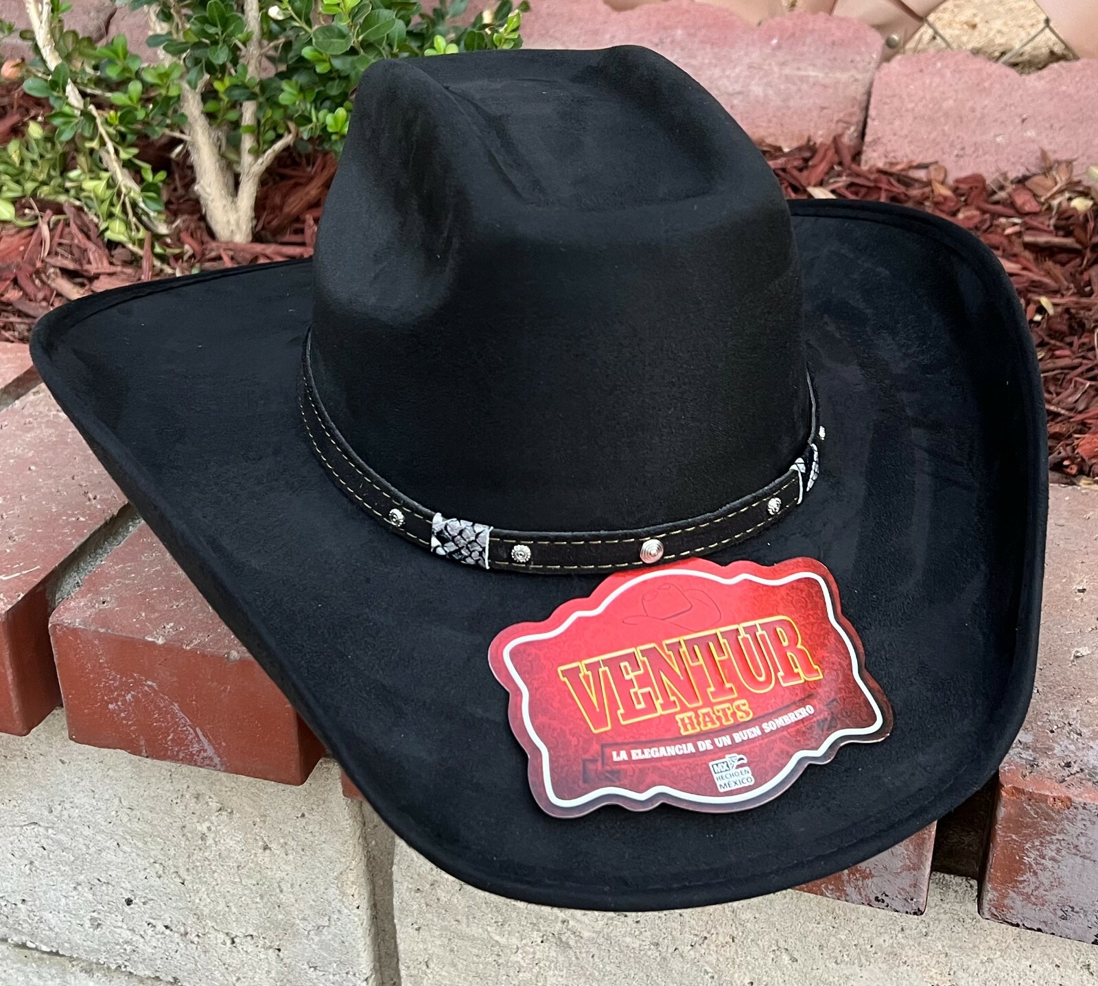 MENS WESTERN COWBOY RODEO HAT BLACK SUEDE STYLE COWBOY RIDING HAT TEXANA VAQUERA