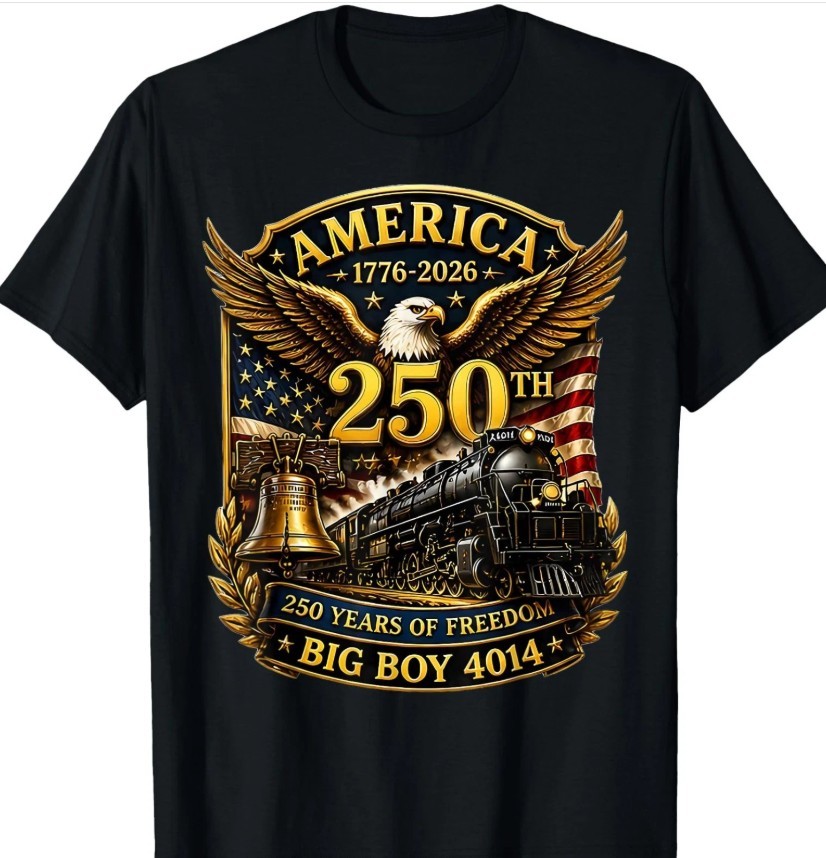 Big Boy 4014 Train USA 250th Anniversary Patriotic American Cotton shirt new