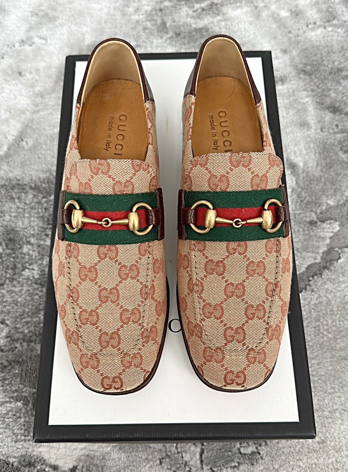 Authentic Gucci GG Supreme Canvas Horsebit Mens Loafer US6.5 EU40 GUCCI/UK6